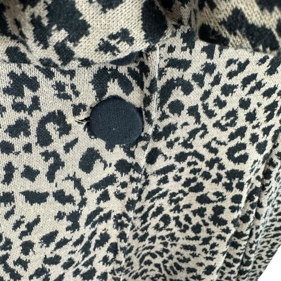 Fever Y2K Leopard Print Long Line Cardigan Duster Ruffled Collar Pockets Size XL - Picture 4 of 8